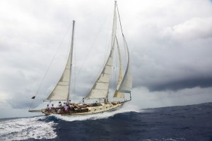 Classic yacht Desiderata racing in Antigua Classics 2014.
