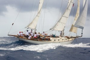 Classic yacht Desiderata racing in Antigua Classics 2014.
