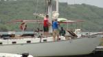 Removing the mast during 2013 refit.